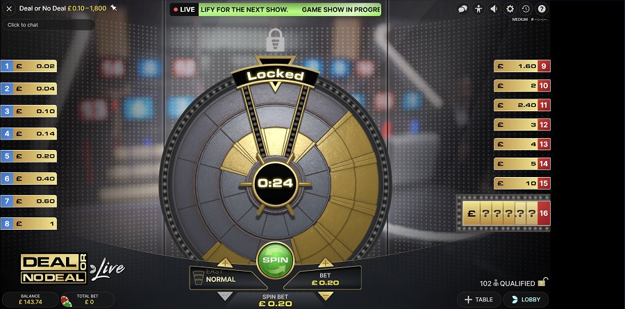 Deal Or No Deal Live Main - foxybingo