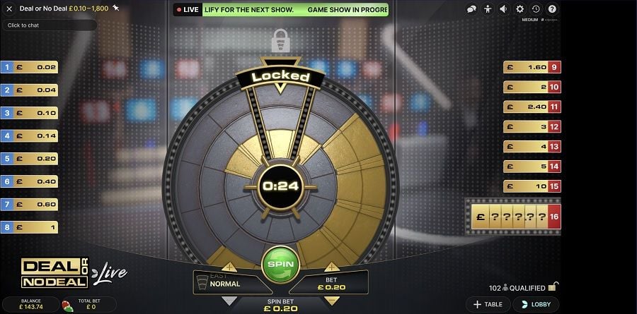 Deal Or No Deal Live Main - foxybingo