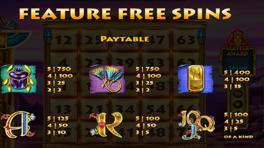 Slingo Cleopatra Feature Symbols En - foxybingo