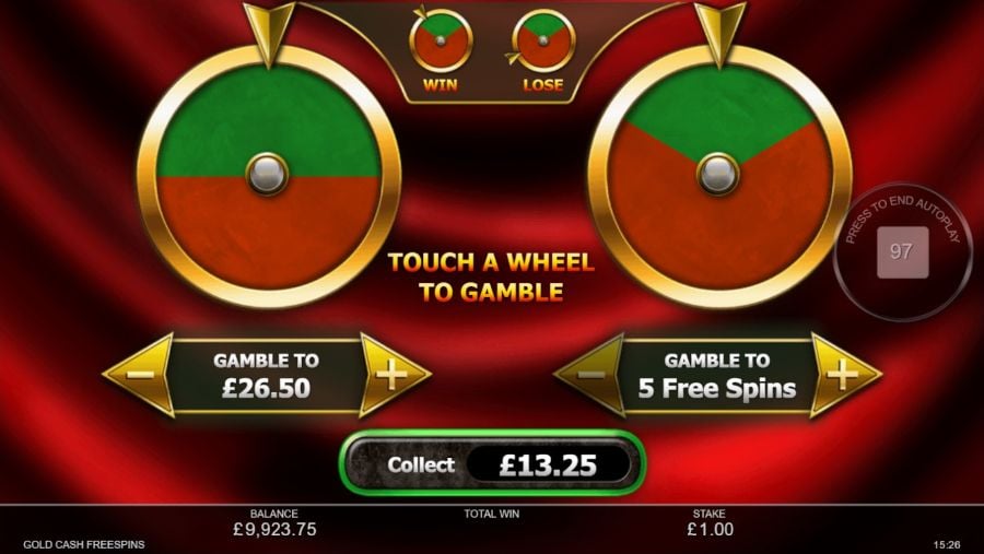 Gold Cash Freespins Gamble Wheel - foxybingo
