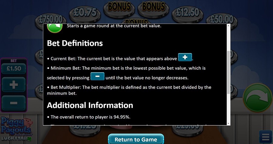 Piggy Payouts Bank Buster Symbols - foxybingo