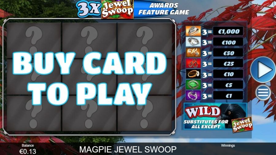 Magpie Jewel Swoop Scratchcard Main En - foxybingo