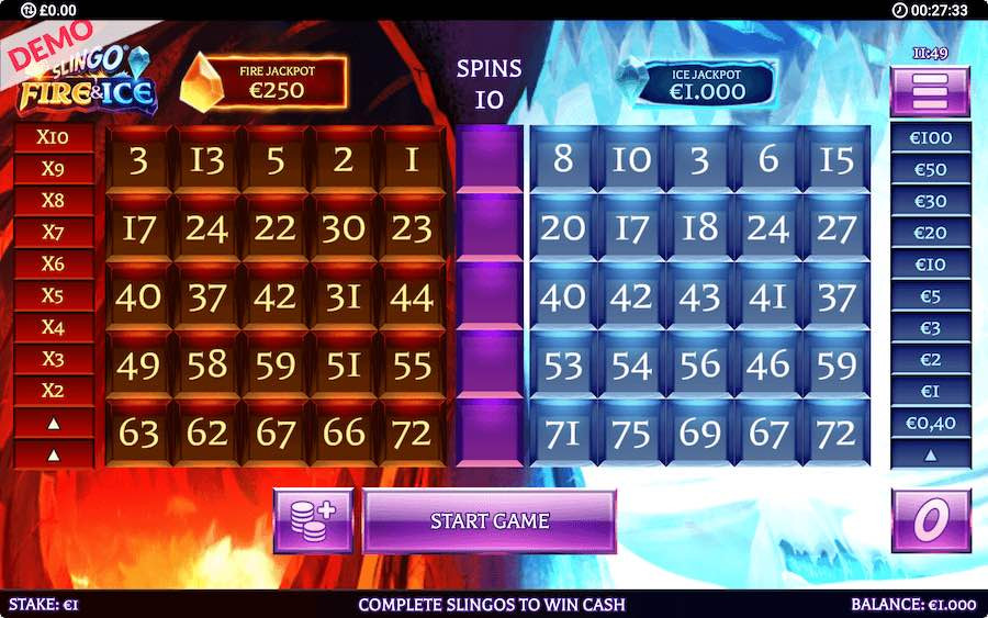 Slingo Fire And Ice Game Theme - foxybingo
