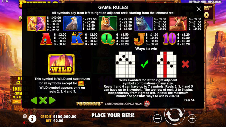 Buffalo King Megaways Symbols - foxybingo