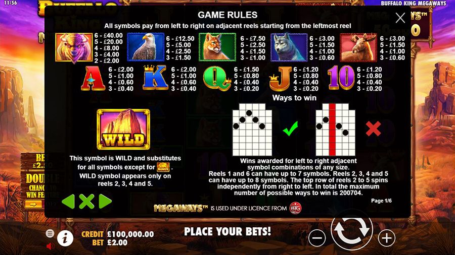 Buffalo King Megaways Symbols - foxybingo