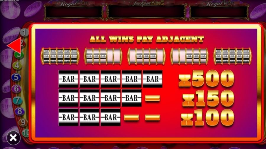 Megabars Jackpots King Feature Symols - foxybingo