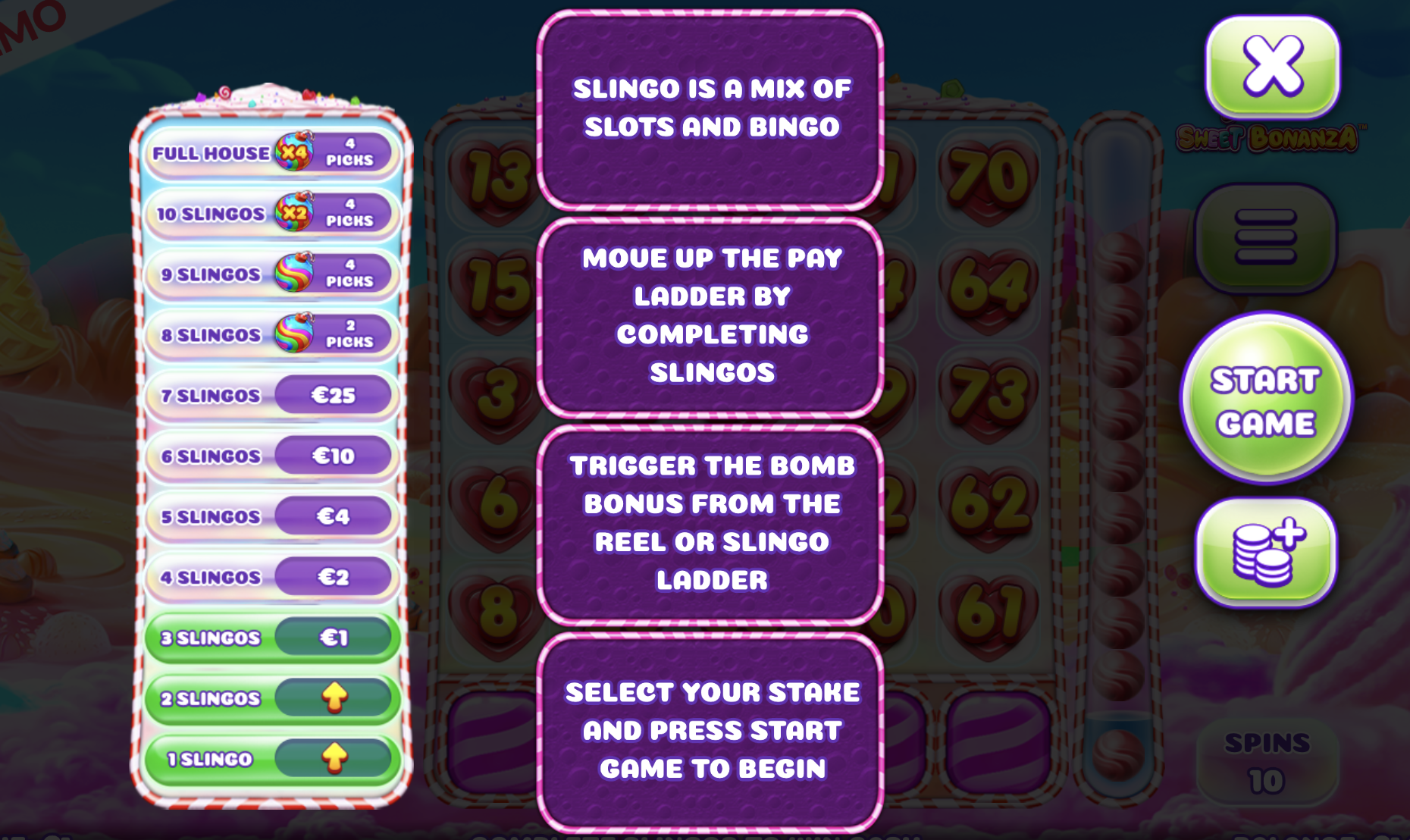 Slingo Sweet Bonanza Paytable - foxybingo